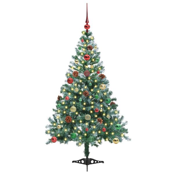 vidaXL K&uuml;nstlicher Weihnachtsbaum Gr&uuml;n 150 cm PVC und Stahl