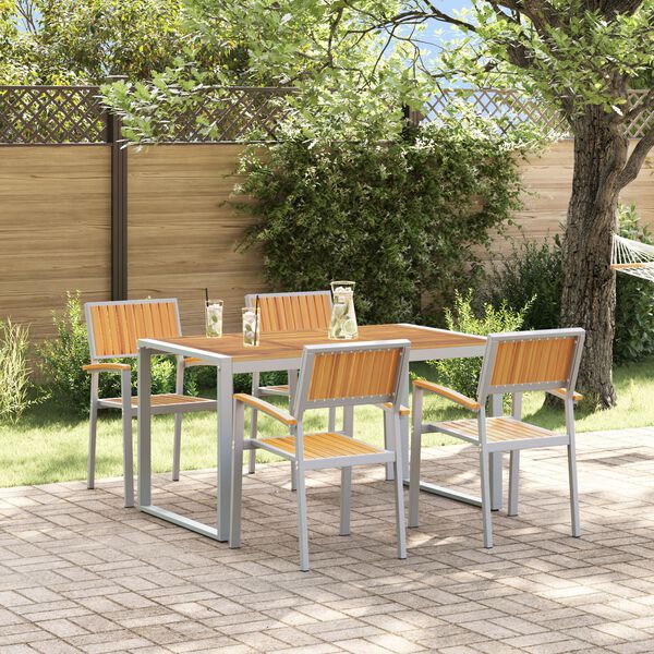 vidaXL Garten Essgruppe 5 pcs Grau und Braun