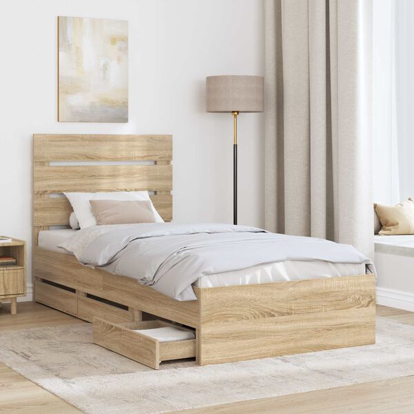vidaXL Bettrahmen Sonoma-Eiche 90 x 190 cm Ingenieurs Holz
