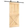 vidaXL Schiebet&uuml;r Nat&uuml;rlich und Schwarz 90 x 210 cm Massivkiefer