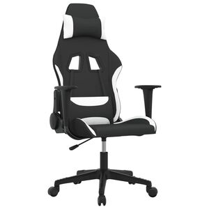 vidaXL Gaming-Stuhl mit Massagefunktion Schwarz und Wei&szlig; Stoff