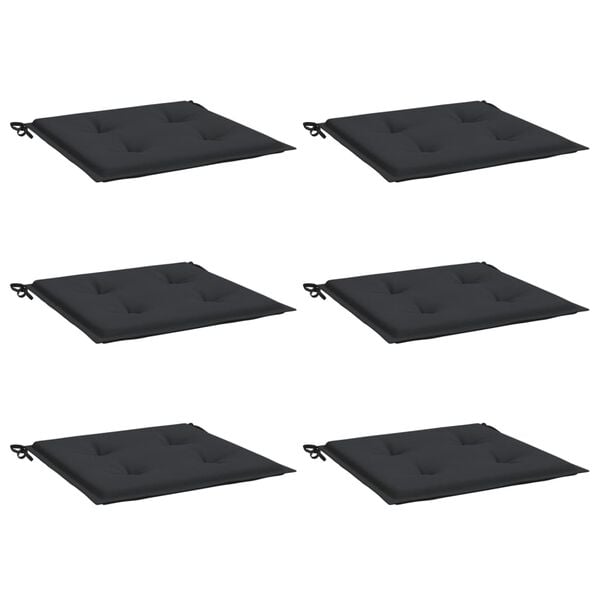 vidaXL Gartenstuhl-Kissen 6 Stk. Schwarz 50x50x4 cm Oxford-Gewebe