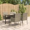 vidaXL 5-tlg. Garten-Essgruppe mit Kissen Schwarz und Grau Poly Rattan