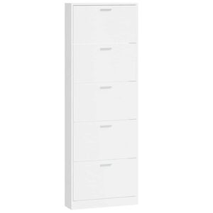 vidaXL Schuhschrank Hochglanz-Wei&szlig; 59x17x169 cm Holzwerkstoff