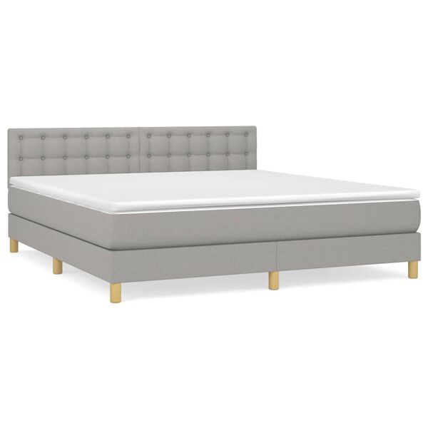 vidaXL Boxspringbett mit Matratze Hellgrau 160x200 cm Stoff