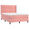 vidaXL Boxspringbett mit Matratze & LED Rosa 140x200 cm Samt