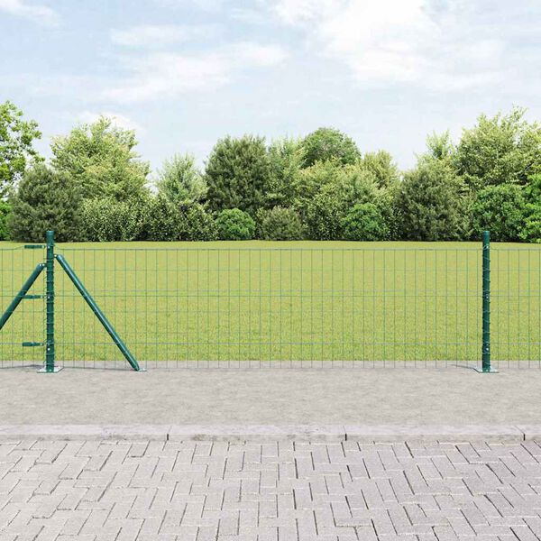 vidaXL Zaun mit Pfosten Gr&uuml;n 0,6 x 50 m Stahl