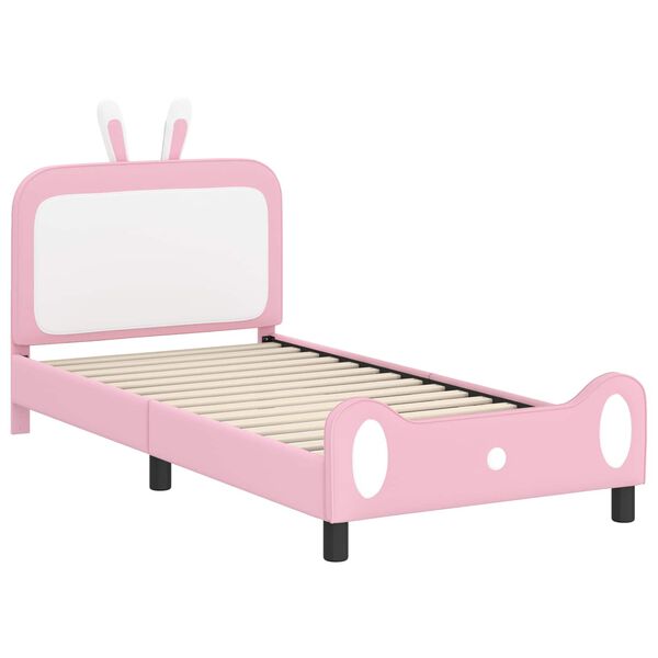 vidaXL Kinderbettgestell mit Kopfteil mit Kopfteil Rosa 80 x 200 cm PU