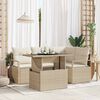 vidaXL Garten-Sofa-Set mit Kissen 5 pcs Beige und Creme Poly-Rattan