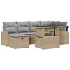 vidaXL Garten-Sofa-Set mit Kissen mit Speicher 7 pcs Beige Poly Rattan