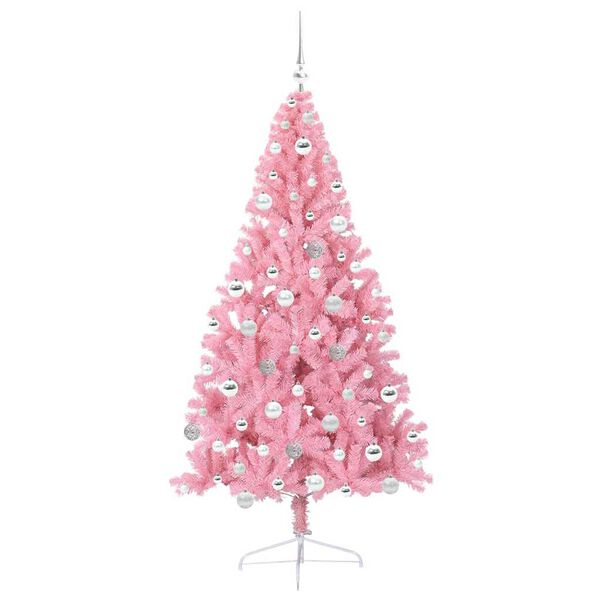 vidaXL K&uuml;nstlicher vorbeleuchteter Weihnachtsbaum Rosa 180 cm PVC