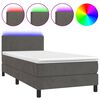 vidaXL Boxspringbett mit Matratze & LED Dunkelgrau 100x200 cm Samt