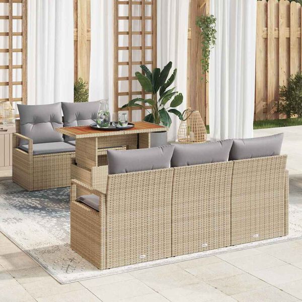 vidaXL Garten-Sofa-Set mit Kissen 6 pcs Beige und Hellgrau