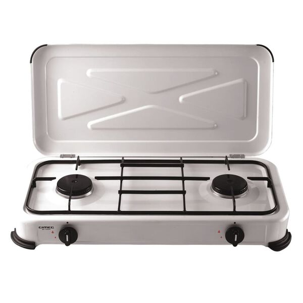 Gimeg Gaskocher 2-flammig Stahl Wei&szlig;