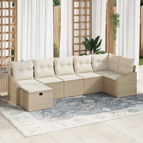 vidaXL Sofa Set mit Kissen 7 pcs Poly-Rattan