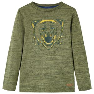 Kinder-Langarmshirt Khaki Melange 104