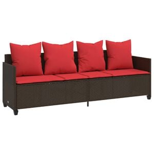 vidaXL Sonnenliege mit Kissen Braun Poly Rattan