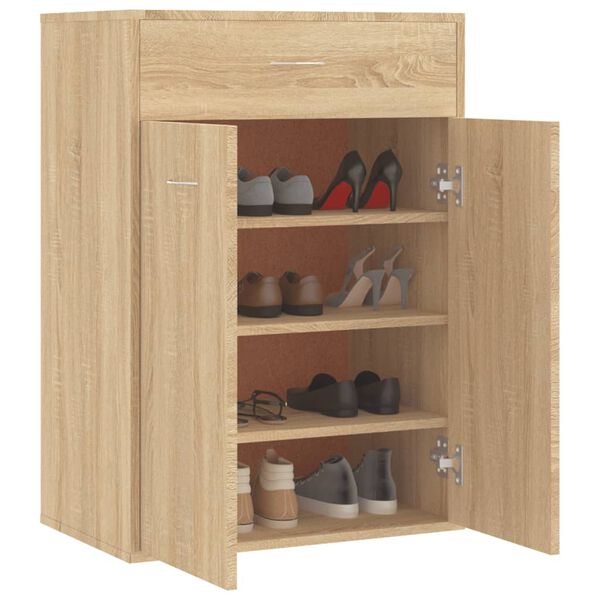 vidaXL Schuhschrank Sonoma-Eiche 60x35x84 cm Holzwerkstoff