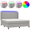 vidaXL Boxspringbett mit Matratze & LED Hellgrau 180x200 cm Stoff