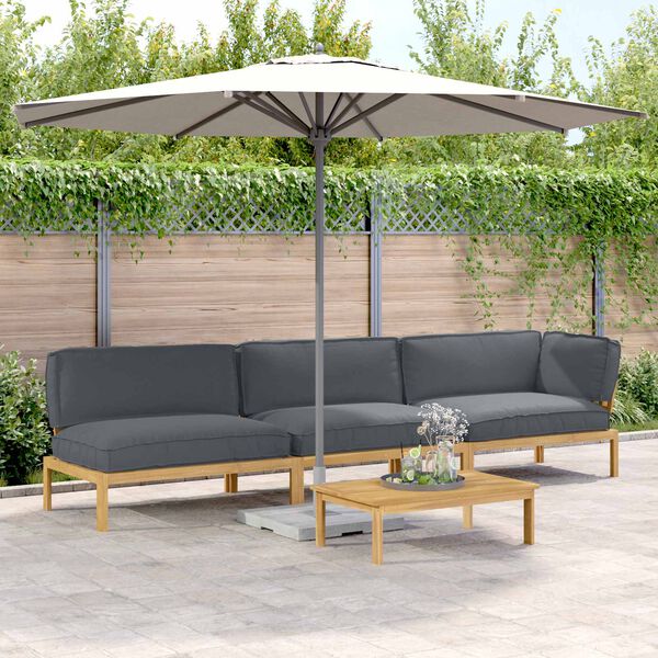vidaXL Sofa Set mit Kissen Uni 4 pcs Anthrazit Massivholz Akazie