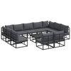 vidaXL Garten-Sofa-Set mit Kissen 12 pcs Schwarz Aluminium