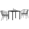 vidaXL Garten Essgruppe 3 pcs Schwarz Poly-Rattan