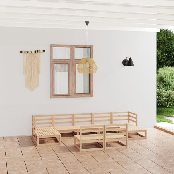 vidaXL 9-tlg. Garten-Lounge-Set Massivholz Kiefer
