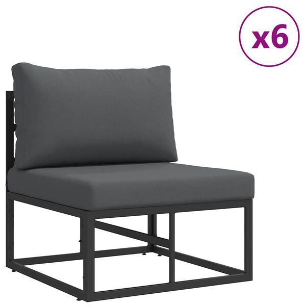vidaXL Garten-Sofa-Set mit Kissen 10 pcs Schwarz Aluminium