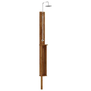 vidaXL Gartendusche 257 cm Massives Akazienholz und Edelstahl Natur