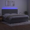 vidaXL Boxspringbett mit Matratze & LED Hellgrau 200x200 cm Samt
