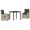 vidaXL Garten Essgruppe 3 stk. Hellgrau Poly-Rattan