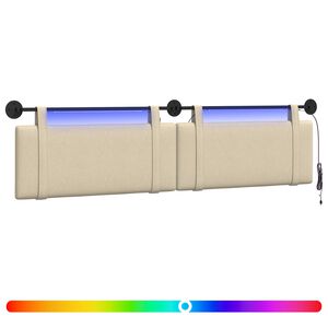 vidaXL H&auml;ngendes Kopfteil Mit LED Licht Creme Stoff