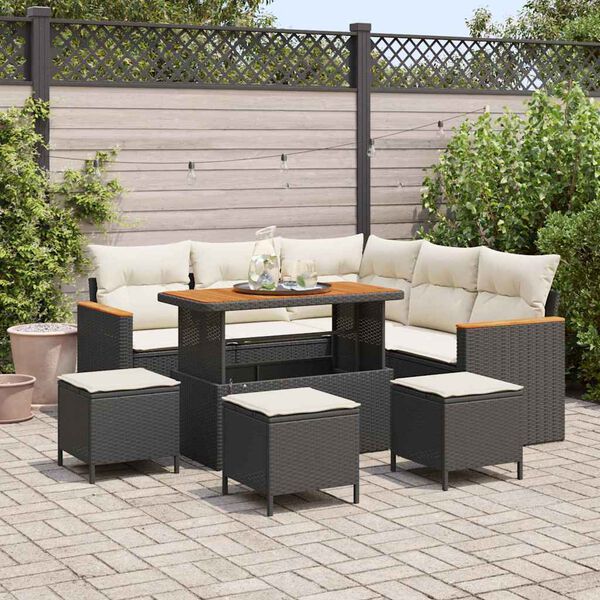 vidaXL Gartensofa-set 9 pcs Schwarz Poly-Rattan