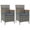 vidaXL Garten-Essst&uuml;hle 2 Stk. Poly Rattan Grau
