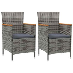 vidaXL Garten-Essst&uuml;hle 2 Stk. Poly Rattan Grau