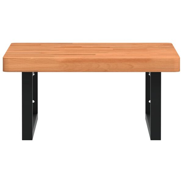 vidaXL Waschbeckenregal Wandmontage Stahl und Massivholz Buche