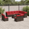 vidaXL 13-tlg. Garten-Sofagarnitur mit Kissen Braun Poly Rattan