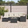 vidaXL Garten-Sofa-Set mit Kissen 7 pcs Schwarz und Creme Poly Rattan