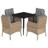 vidaXL 5-tlg. Garten-Essgruppe mit Kissen Beige Poly Rattan