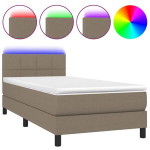 vidaXL Boxspringbett mit Matratze & LED Taupe 90x190 cm Stoff