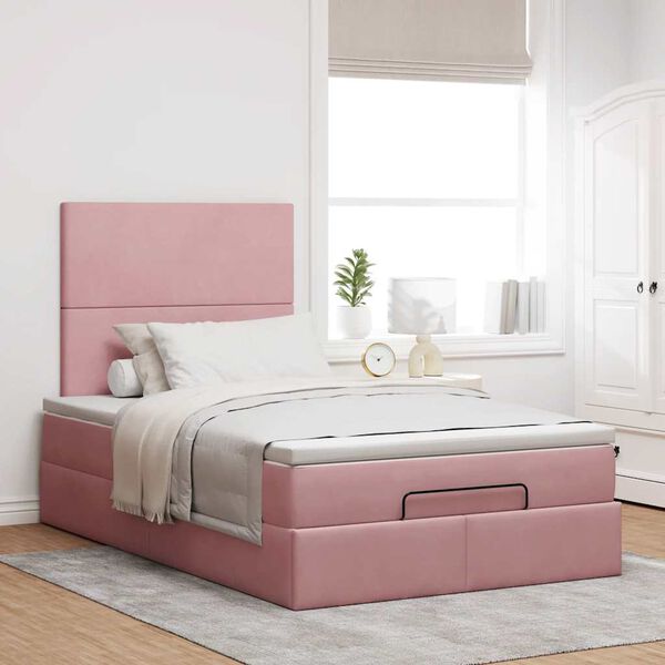 vidaXL Ottoman-Bett mit Matratzen & LEDs Rosa 120x190 cm Samt