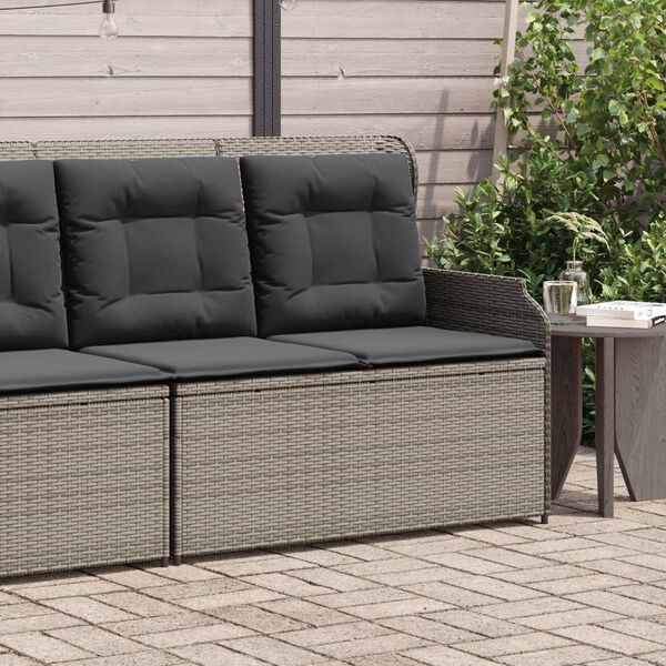 vidaXL Gartenbank mit Kissen Grau Poly-Rattan