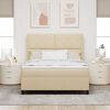 vidaXL Boxspringbett mit Matratze Creme 160 x 200 cm Stoff