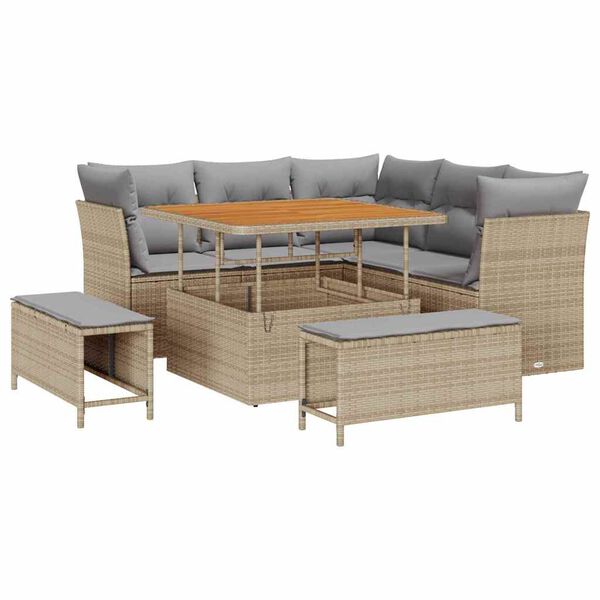 vidaXL Garten-Sofa-Set mit Kissen 8 pcs Beige und Hellgrau