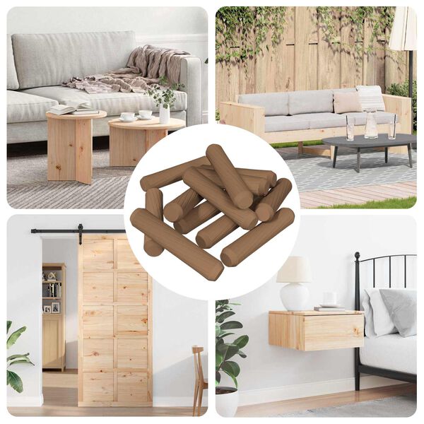 vidaXL Holzd&uuml;bel 12 pcs Braun &Oslash;8 x 35 mm Massivholz