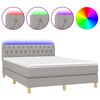 vidaXL Boxspringbett mit Matratze & LED Hellgrau 140x200 cm Stoff