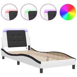 vidaXL Bettgestell mit LED ohne Matratze "Zadar" Wei&szlig; und Schwarz 80x200 cm
