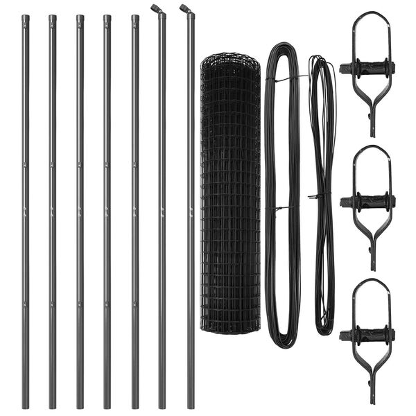 vidaXL Zaun mit Pfosten Grau 1,2 x 25 m Stahl und PVC