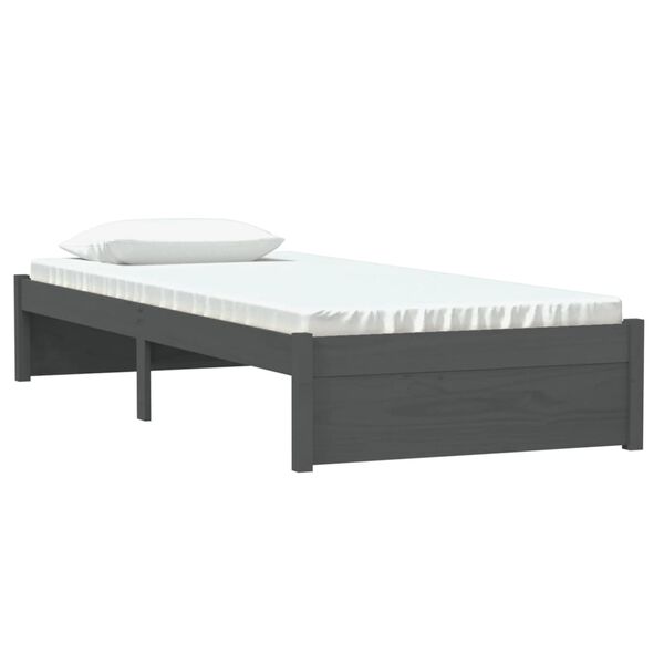 vidaXL Massivholzbett Grau 75x190 cm