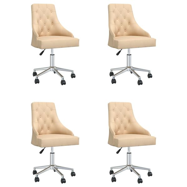 vidaXL Esszimmerst&uuml;hle 4 Stk. Drehbar Creme Stoff
